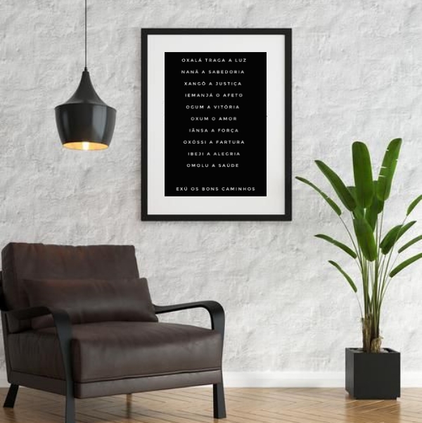 Quadro Candomblé Nomes Orixás- 60X48 Cm