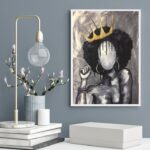 Quadro Decorativo Abstrato Negra Com Coroa