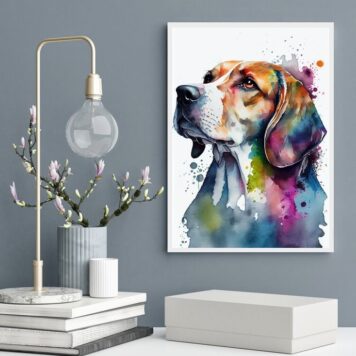 Quadro Decorativo Beagle Aquarela