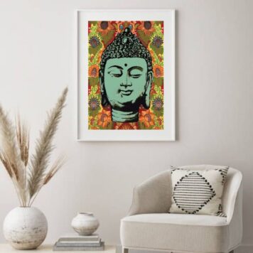 Quadro Decorativo Buda Anos 70- 60x48 Cm
