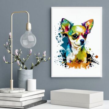 Quadro Decorativo Chihuahua Aquarela