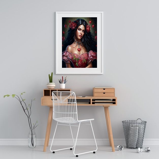 Quadro Decorativo Cigana Rosa Vermelha- 60x48 Cm