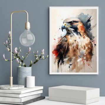 Quadro Decorativo Falcão Aquarela