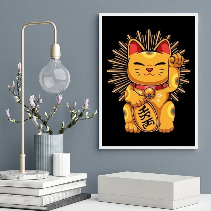Quadro Decorativo Gato Maneki Neko