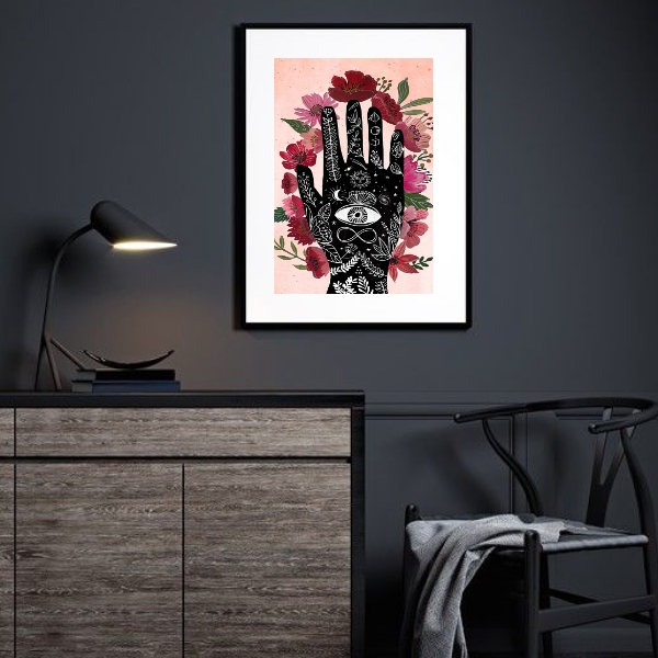 Quadro Decorativo Místico Mão Universo- 60x48 Cm