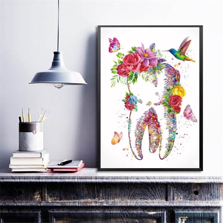 Quadro Dente Com Flores- Odontologia