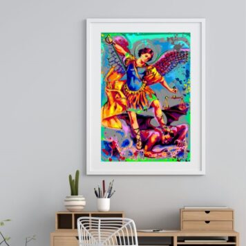 Quadro Estilo Pintura São Miguel Arcanjo-60x48 Cm