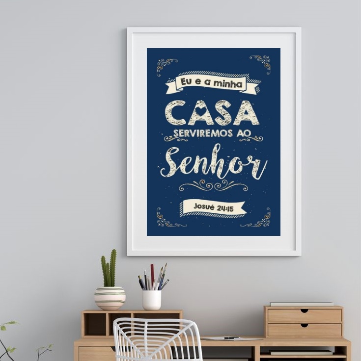 Quadro Eu E Minha Casa Serviremos Ao Senhor- 60x48 Cm