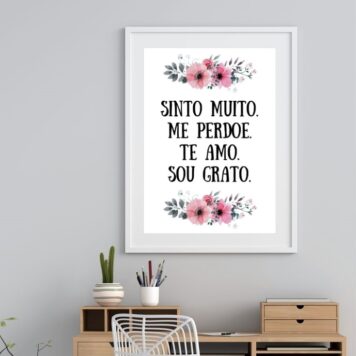 Quadro Ho’Oponopono Te Amo, Sou Grato- 60x48 Cm