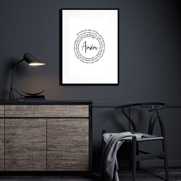 Quadro Minimalista Oração Pai Nosso Espiral- 60x48 Cm