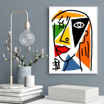 Quadro Mulher Colorida Geométrico Abstrato