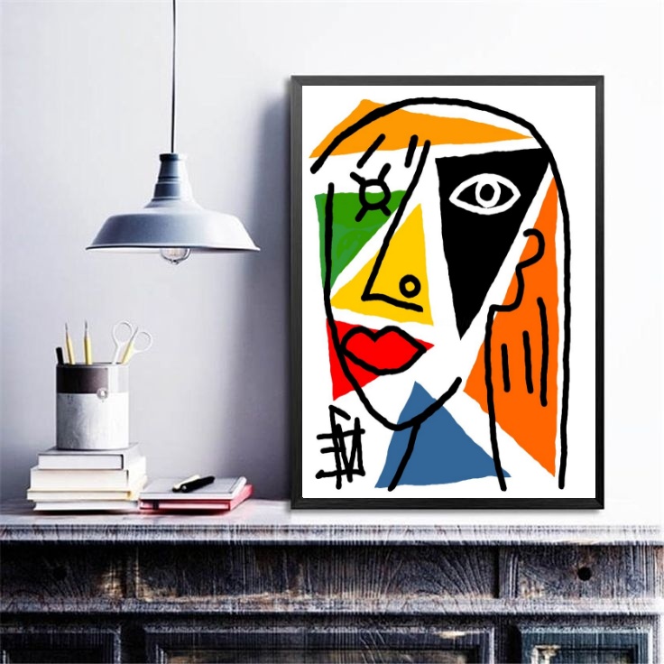 Quadro Mulher Colorida Geométrico Abstrato