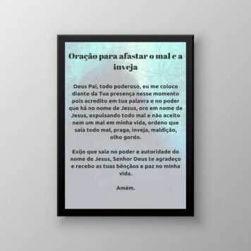 Quadro Oração Contra A Inveja