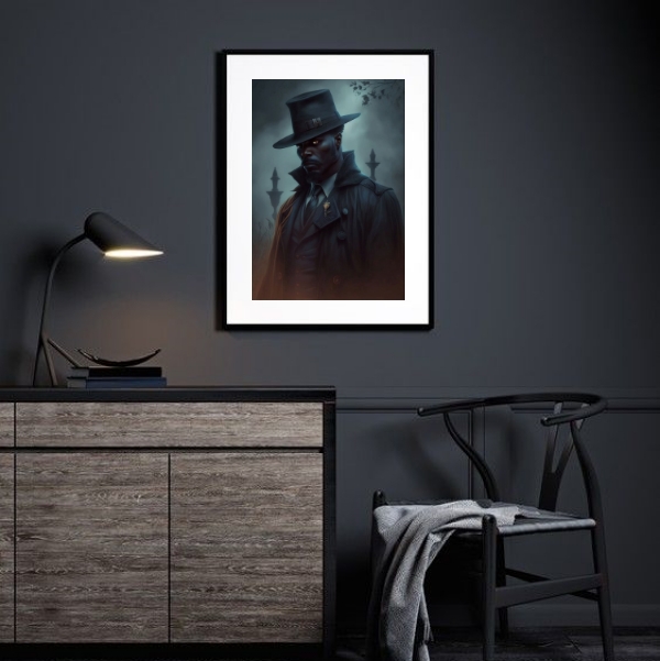 Quadro Umbanda Exu Capa Preta- 60x48 Cm