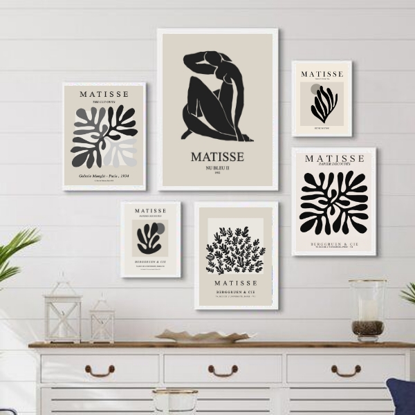 Composição 6 Quadros Obras Matisse- Preto e Branco