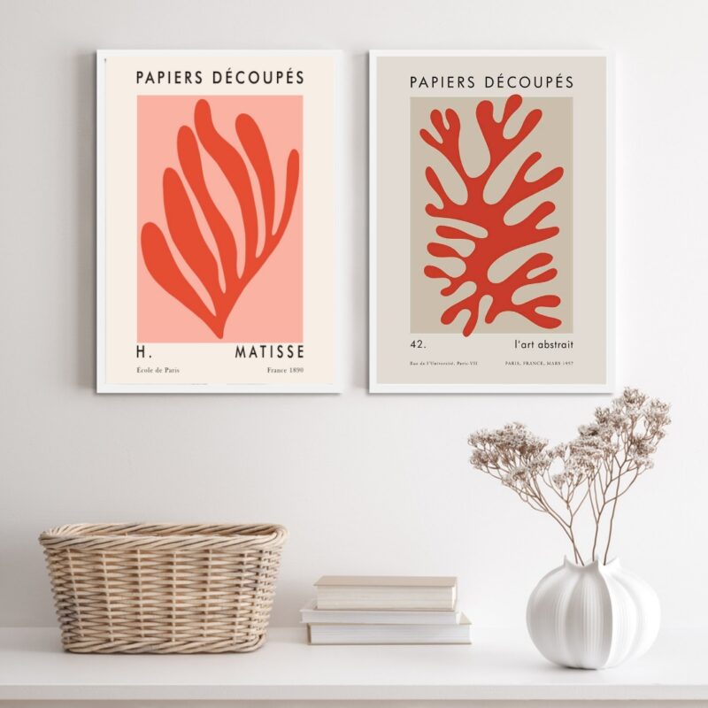 Kit 2 Quadros Decorativos Corais De Matisse