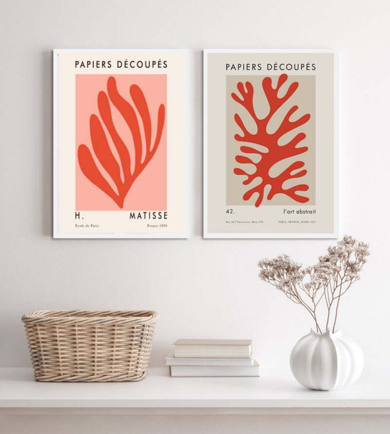 Kit 2 Quadros Decorativos Corais De Matisse