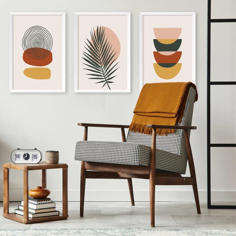 Kit 3 Quadros Abstratos Contemporâneos Boho
