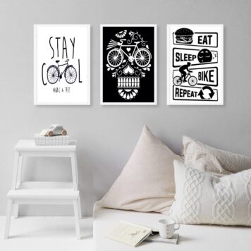 Kit 3 Quadros Decorativos Cantinho Da Bike