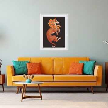 Quadro Decorativo Dog com Flores - 60x48 Cm B
