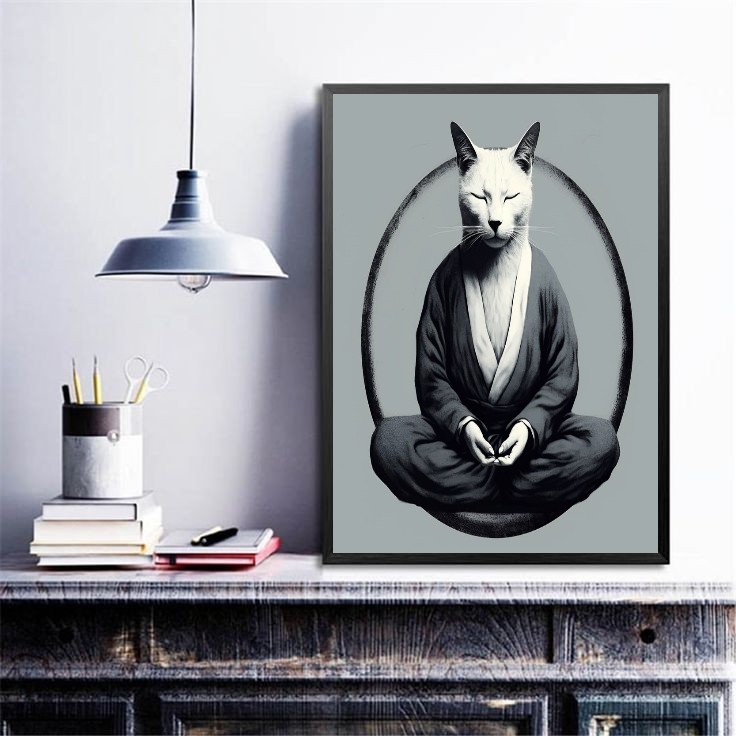 Quadro Decorativo Gato Fazendo Yoga