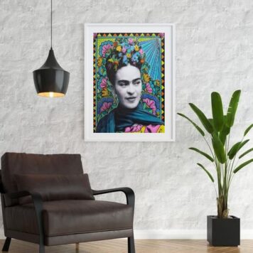 Quadro Frida Kahlo Old Floral 60x48 Cm B