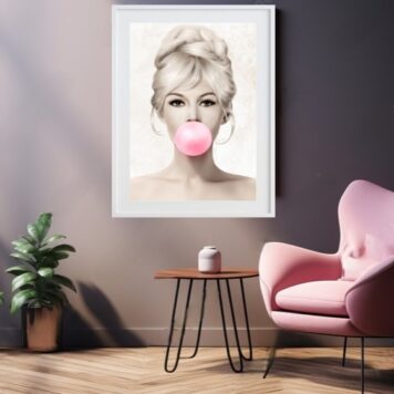 Quadro Marilyn Monroe Pink Bubble Gum 60x48 Cm B