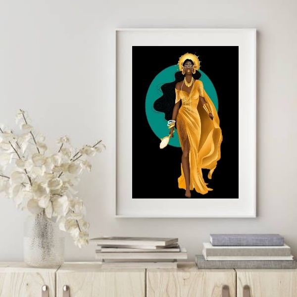 Quadro Oxum Silhueta - 60x48 Cm