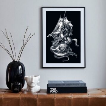 Quadro São Jorge Preto E Branco- 60x48 Cm
