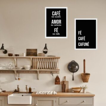 Kit 2 Quadros Cozinha Café e Fé B