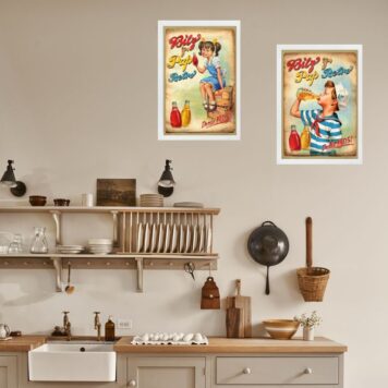 Kit 2 Quadros Cozinha Vintage Crianças B