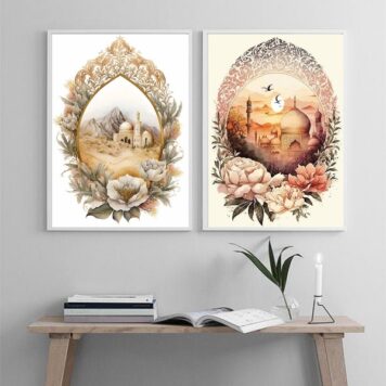 Kit 2 Quadros Decorativos Artes Muçulmanas B