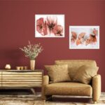 Kit 2 Quadros Horizontais Flores Terracota