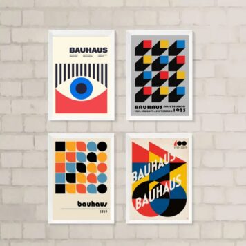 Kit 4 Quadros Abstratos Posters Bauhaus B