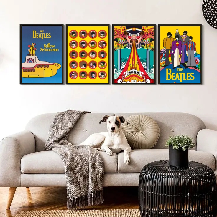 Kit 4 Quadros Yellow Submarine - Beatles
