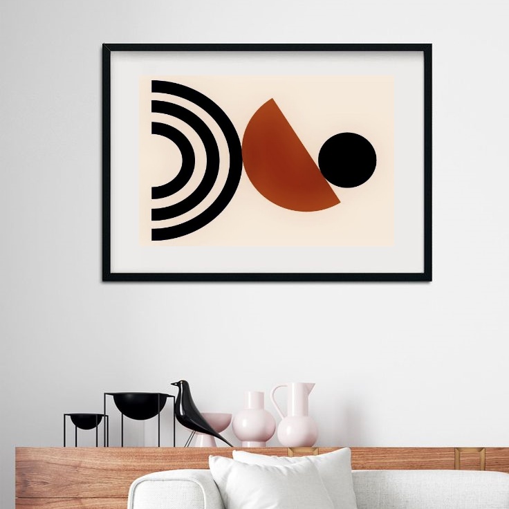 Quadro Abstrato Boho Marrom e Preto - 60x48 Cm