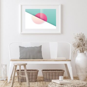 Quadro Abstrato Rosa e Verde Água - 60x48 Cm B