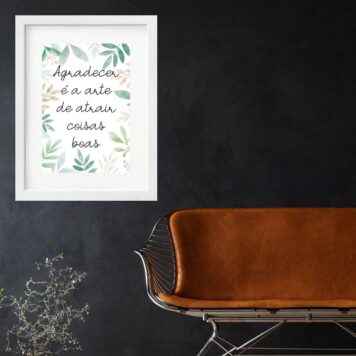 Quadro Agradecer Atrair Coisas Boas - 60x48 Cm B