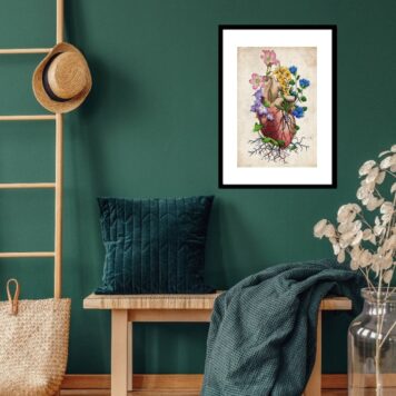 Quadro Coração Com Flores - 60x48 Cm B