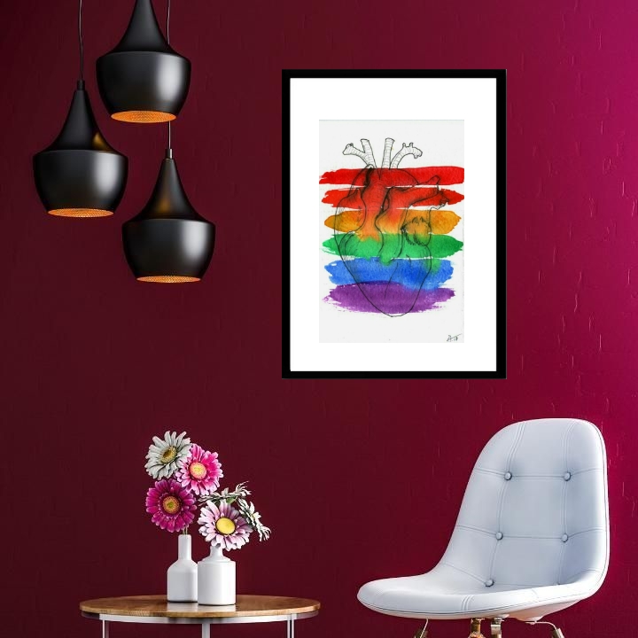 Quadro Coração LGBT- 60x48 Cm