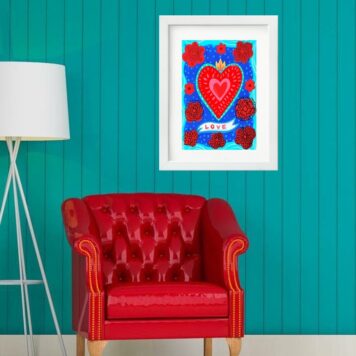 Quadro Coração Mexicano Love - 60x48 Cm B