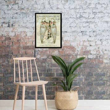 Quadro Decorativo Asas Com Flores Vintage B