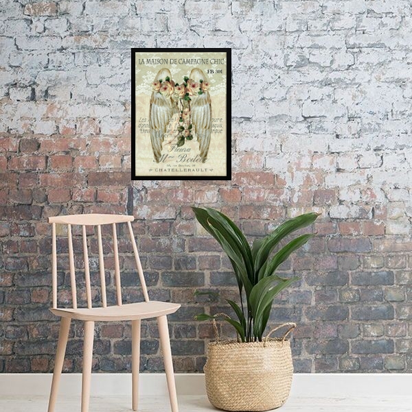Quadro Decorativo Asas Com Flores Vintage B