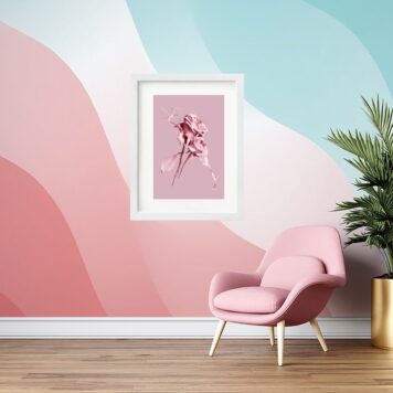 Quadro Flores De Tinta Rosa - 60x48 Cm B