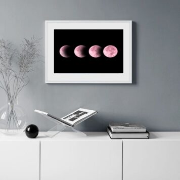 Quadro Fotografia Fases da Lua Rosa - 60x48 Cm B