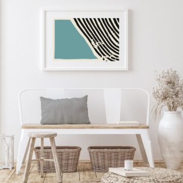 Quadro Horizontal Acqua e Preto - 60x48 Cm B