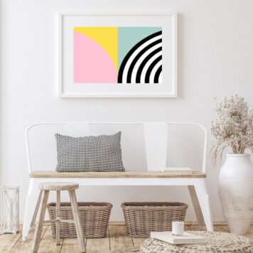 Quadro Horizontal Geométrico Candy Colors - 60X48 Cm B