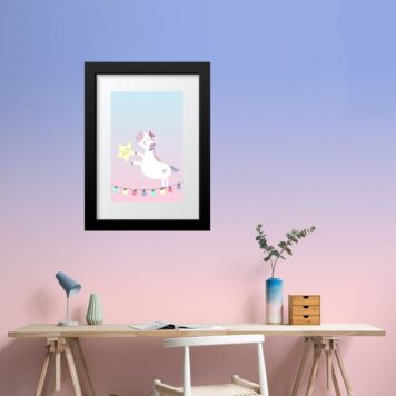 Quadro Infantil Unicórnio Estrelinha - 60x48 Cm