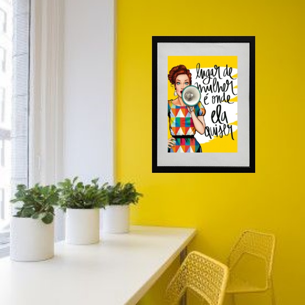 Quadro Lugar De Mulher - 60X48 Cm