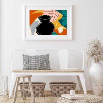 Quadro Para Copa Abstrato Vaso Preto - 60x48 Cm B